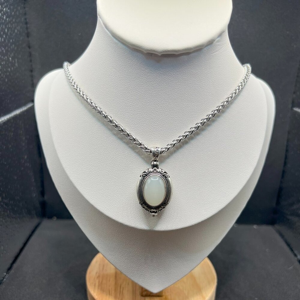 White Jade Drop Chain Necklace